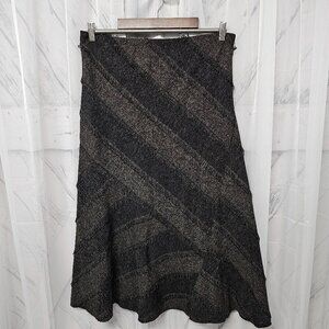 Vintage Acorn Skirt Grunge Brown Striped Fringe Retro Boho Midi Academia 14